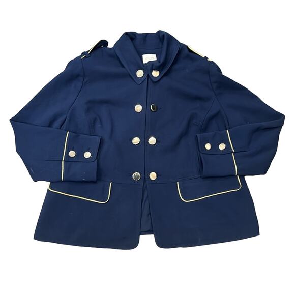 Chico's Women's Military Button Jacket Navy Gold Size XLP/16P - Picture 1 of 10